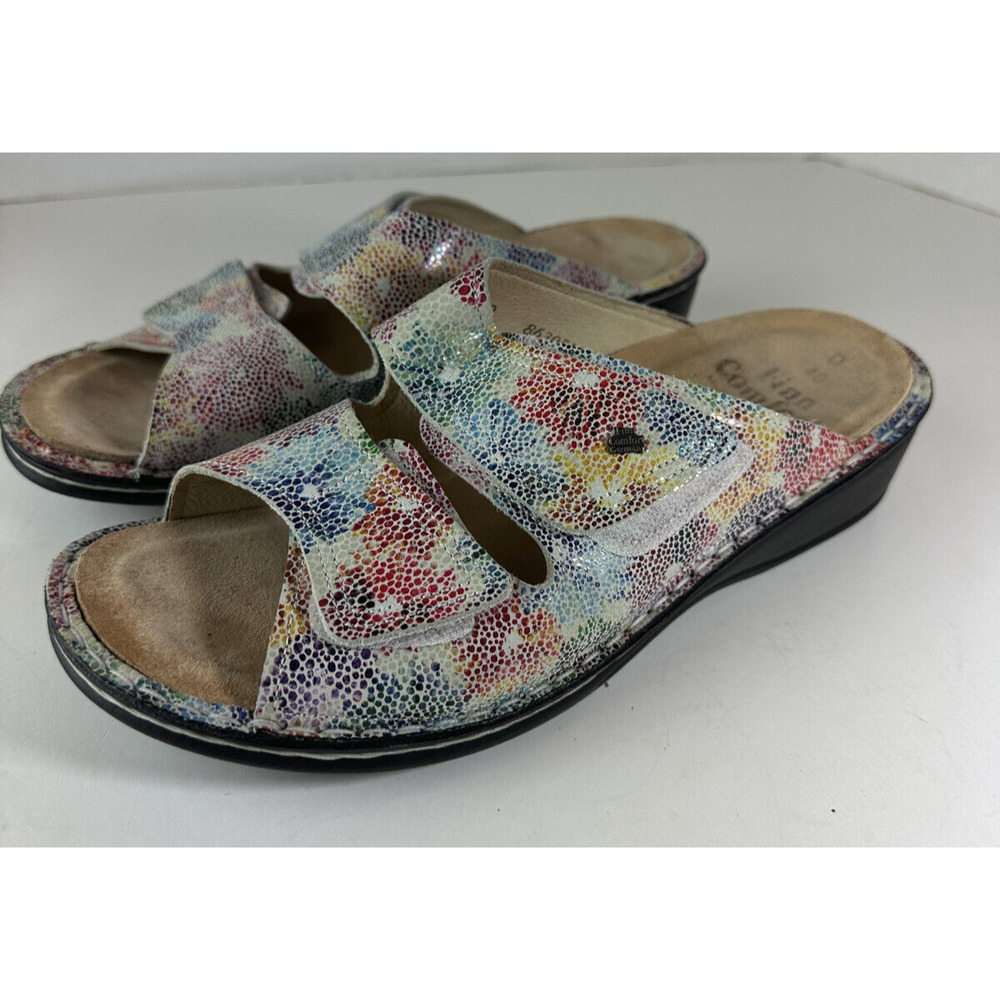 Finn Comfort German Two Strap Sandals Mult-Colored Cork Slides Women's 40 US 8.5 - Picture 10 of 14